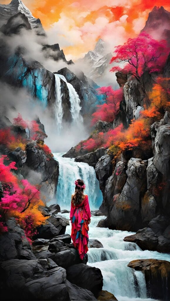 ai generated, woman, waterfall-8714749.jpg